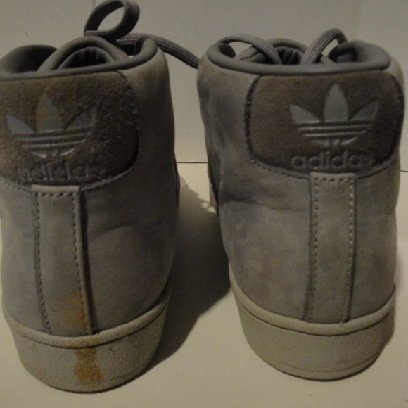 ADIDAS GRAY SUEDE AND LEATHER HIGH TOP SNEAKER, MENS SHOE SIZE 9 / 42.5 - Picture 6 of 10